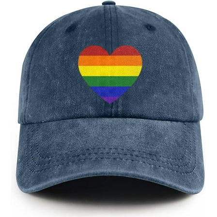 Pride Hat LGBT Baseball Cap Adjustable Cotton Vintage Rainbow Heart Hat Gay Pride Hats for Men Women