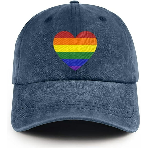 Pride Hat LGBT Baseball Cap Adjustable Cotton Vintage Rainbow Heart Hat Gay Pride Hats for Men Women