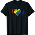 thumbnail image 1 of Pride Heart Beat Pulse LGBTQ Community Pride Month Rainbow T-Shirt, 1 of 3