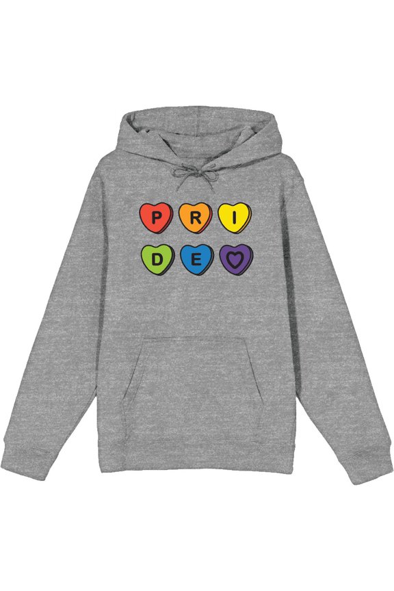 Pride Hearts Adult Heather Gray Long Sleeve Hoodie-Medium