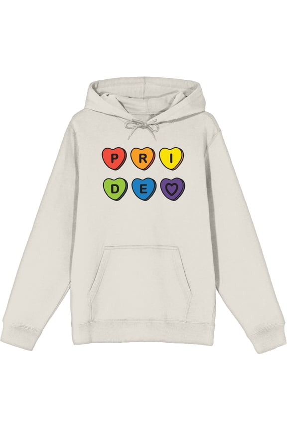 Pride Hearts Adult Sand Long Sleeve Hoodie-Large