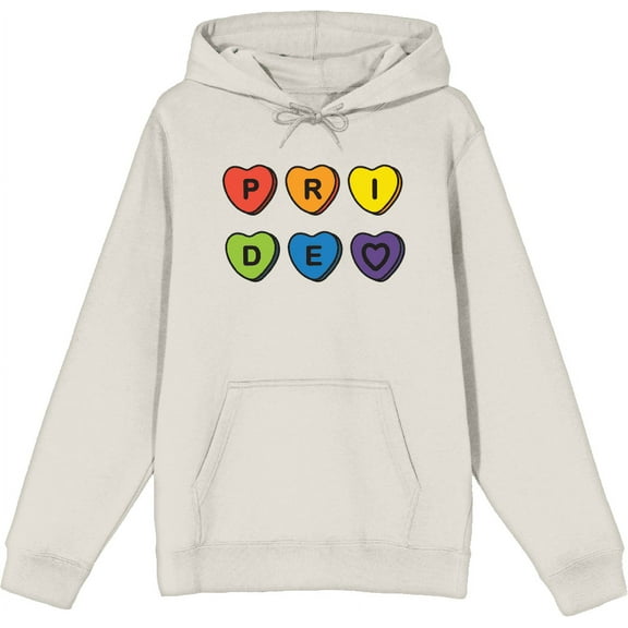 Pride Hearts Adult Sand Long Sleeve Hoodie-Medium