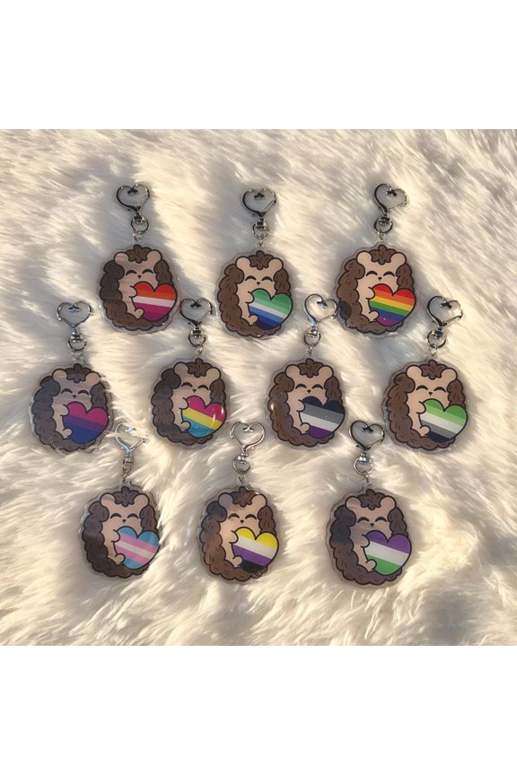 Pride Hedgehog Glitter Epoxy Keychains (1 keychain)