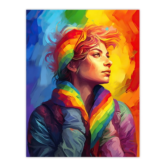 Pride In Pride LGBTQIA Rainbow Inclusive Contemporary Artwork Unframed Wall Art Print Poster Home Decor Premium