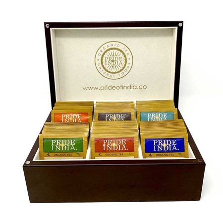 Pride Of India Classic Tea Chest Assorted Tea Bags, 72 Count