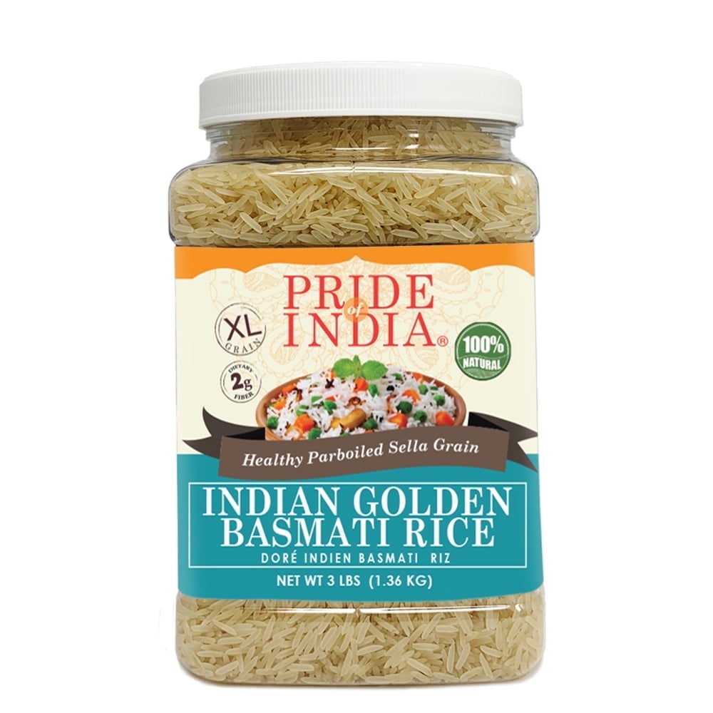 Pride of India Extra Long Indian Golden Basmati Rice, 3lbs Jar