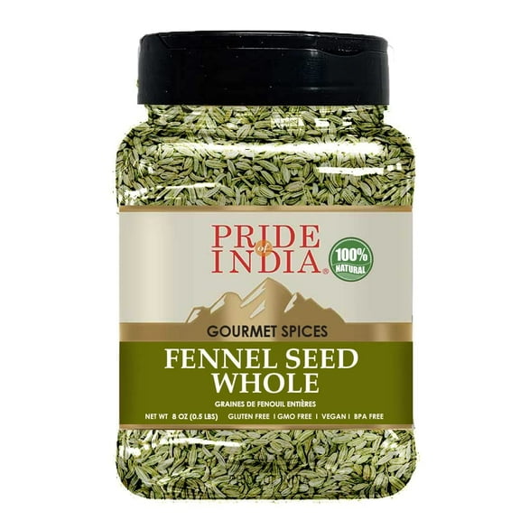 Pride of India Fennel Seed Whole, 8 oz Sifter Jar