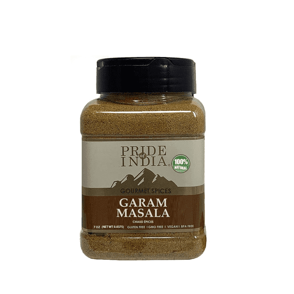 Pride of India | Garam Masala Ground 6 oz (170.097 gm) Medium Dual Sifter Bottle | Warming Spice Blend for Variety of Dishes | Flavorful Mix for Curries and Pilafs | Easy to Use | Ideal for Non-Veg &