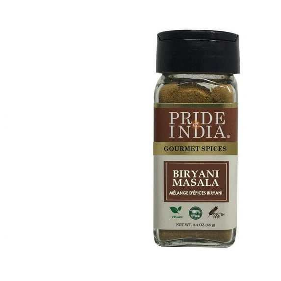 Pride of India – Indian Biryani Masala Seasoning Spice - 2.40 oz. Small Dual Sifter Bottle – Gourmet Spice Blend - Ideal for layered vegetable and meat pilaf – Suitable for Vegetarians & Vegans