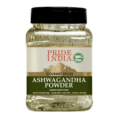 Pride of India – Natural Ashwagandha Root Ground – Health Benefits – Good for Energy Level/Body Functions – No Gluten/ Additives – Easy To Store – 8 oz. Medium Dual Sifter Jar