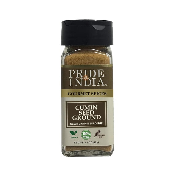 Pride of India - PACK of 6 - Cumin Seed Ground  Traditional Indian Spice  Seasoning spice for Curries/Lentils/Chicken/Meat  Easy to Use  2.4 oz. Small Dual Sifter Bottle