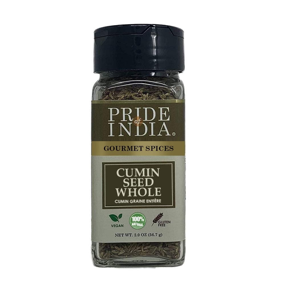 Pride of India - PACK of 6 - Cumin Seed Whole – Gourmet Indian Spice – Excellent for Culinary Uses – Fresh and Quality Seeds – Adds Flavor & Aroma – Easy to Use – 2 oz. Small Dual Sifter Bottle