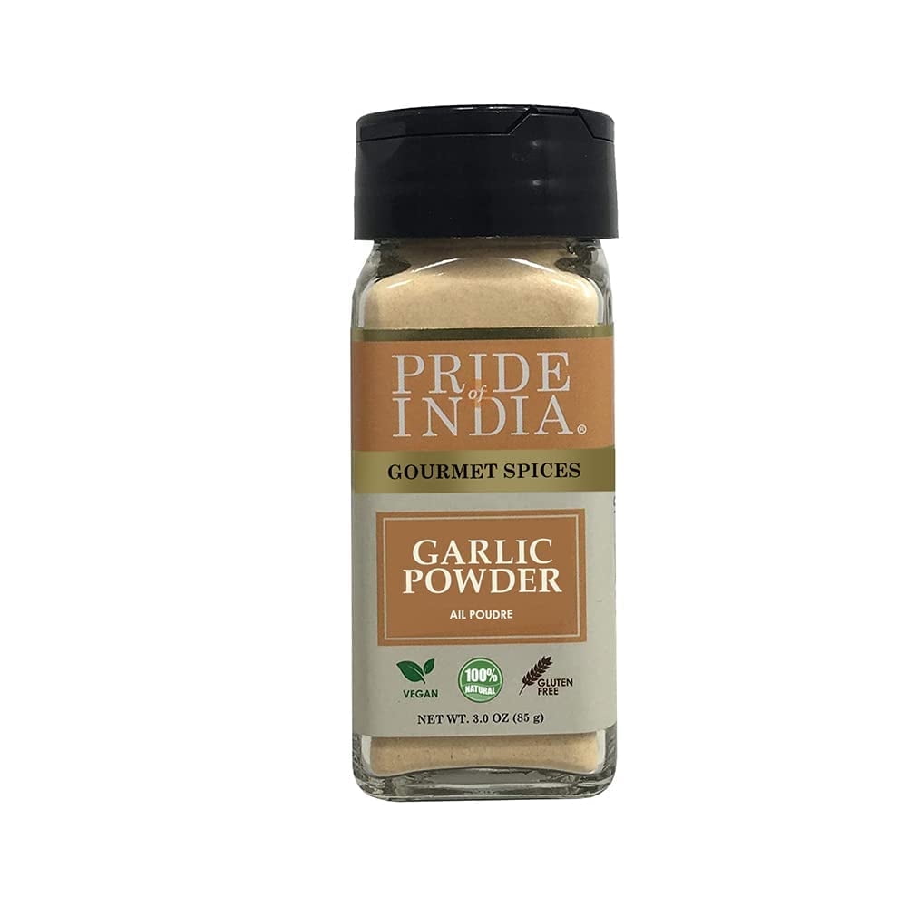 Pride of India - PACK of 6 - Garlic Fine Ground – Gourmet & Culinary Grade – Classic Seasoning to Pasta/Sauces/Dips/Bakes – Easy to Use – 3 Oz. Small Dual Sifter Bottle