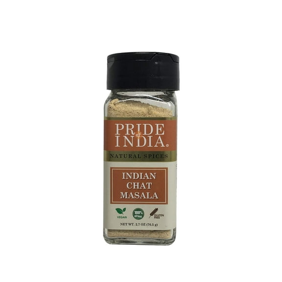 Pride of India - PACK of 6 - Indian Chat Masala Seasoning Spice for Savory Dishes-Perfect Seasoning for Drinks/Salads/Fruits-Preservatives Free-Easy to Use  2.7 oz. Small Dual Sifter Jar