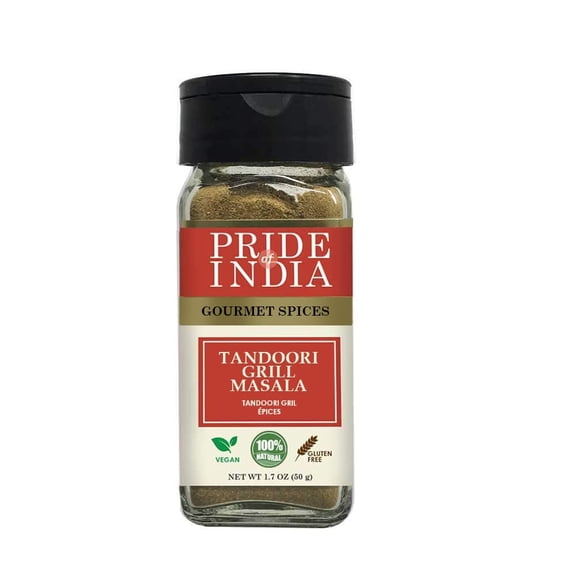 Pride of India - PACK of 6 - Tandoori Grill Masala Blend of Exotic & Gourmet Spices Ideal for Vegetable, Meat & Chicken Cooking GMO Free Easy to Use - 1.7 oz. Small Dual Sifter Bottle