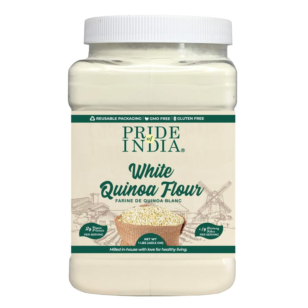 Pride of India White Bolivian Quinoa Flour 1 lbs (454 gm) Nutty Earthy