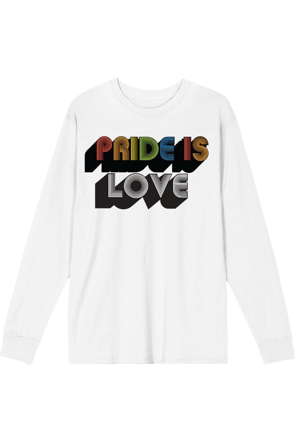 Pride Is Love Adult White Crew Neck Long Sleeve Tee-Small