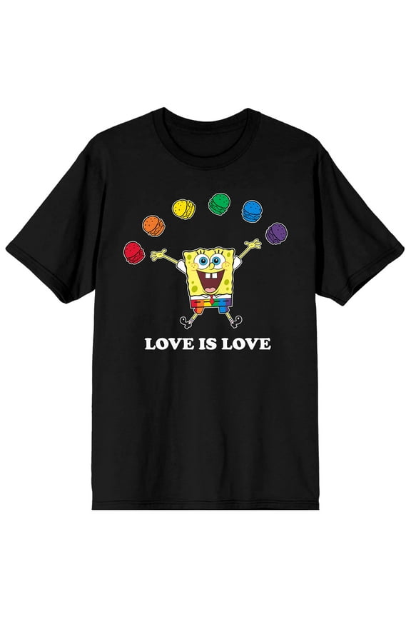 Pride Krabby Patty Rainbow Love is Love Spongebob Cartoon Mens Black Graphic Tee-3XL