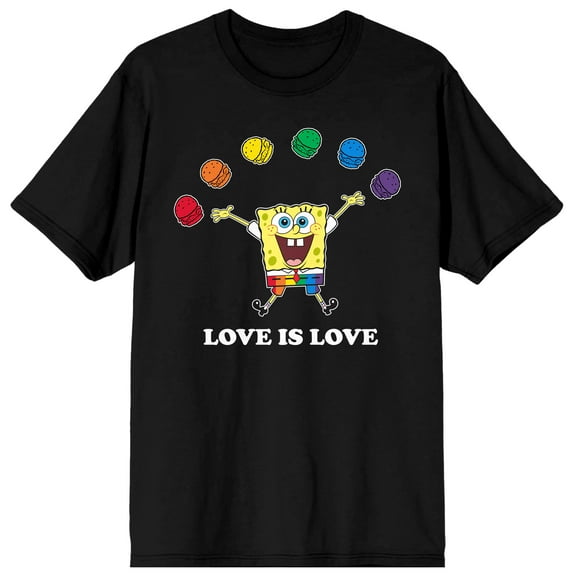 Pride Krabby Patty Rainbow Love is Love Spongebob Cartoon Mens Black Graphic Tee-Small