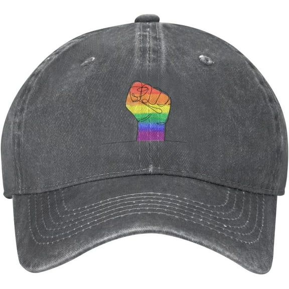 Pride LGBT Continuous Line Distressed Adjustable Washed Denim Mens Dad Trucker Hat Baseball Ball Cap for Men