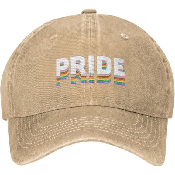 Pride LGBT Rainbow Distressed Adjustable Washed Denim Mens Dad Trucker Hat Baseball Ball Cap for Men
