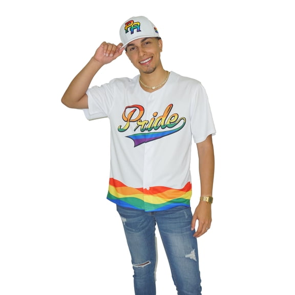 Pride LGBTQ, Rainbow Baseball Jersey , Pride Shirt, Gay Pride Month white Short Sleeve Sublimation VNeck (US, Alpha, X-Large, Regular, Regular, Polyester)