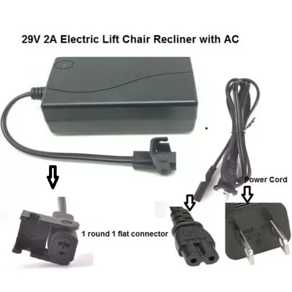 Pride Lift Chair Recliner 29V2A Power Supply Transformer Cord Electric Sofa armchairs 29V/24V Power Adapter A60R6002920 Power Reclining FurnitureLift Chair Model No: ZB-H290020A-C Power Adapter