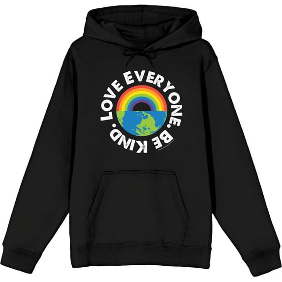 Pride Love Everyone Be Kind Adult Black Long Sleeve Hoodie-Large