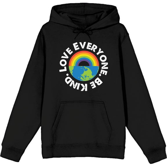 Pride Love Everyone Be Kind Adult Black Long Sleeve Hoodie-Medium