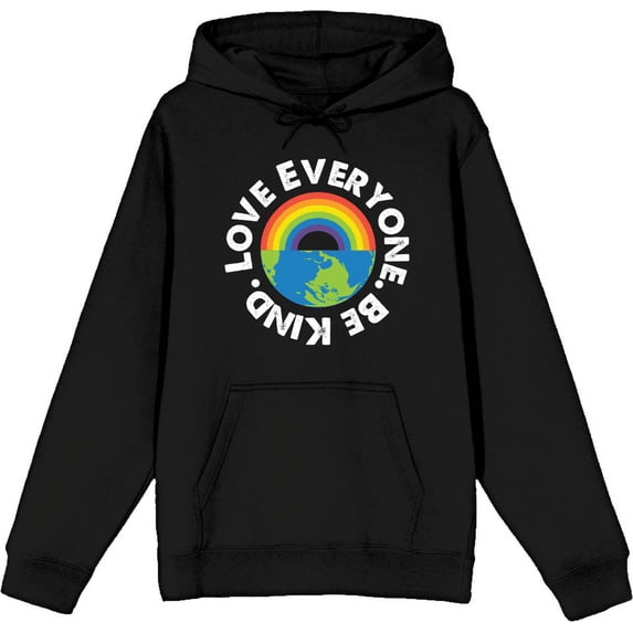 Pride Love Everyone Be Kind Adult Black Long Sleeve Hoodie-XL