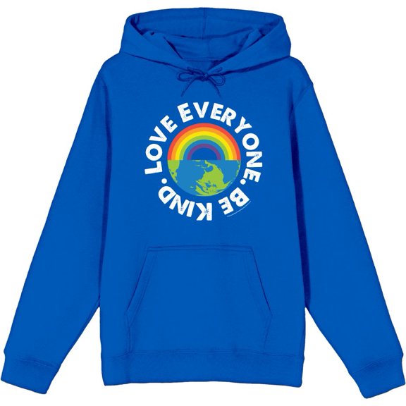 Pride Love Everyone Be Kind Adult Blue Long Sleeve Hoodie-Medium