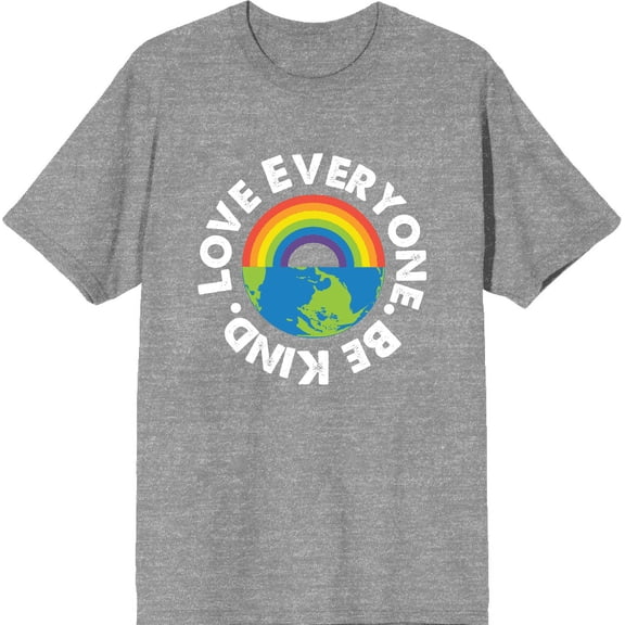 Pride Love Everyone Be Kind Adult Heather Gray Crew Neck Short Sleee Tee-XS
