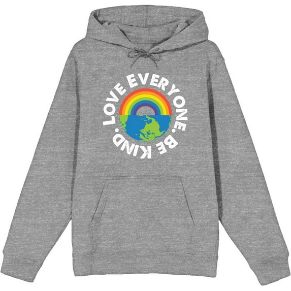 Pride Love Everyone Be Kind Adult Heather Gray Long Sleeve Hoodie-Medium