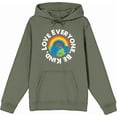thumbnail image 1 of Pride Love Everyone Be Kind Adult Olive Long Sleeve Hoodie-XS, 1 of 3