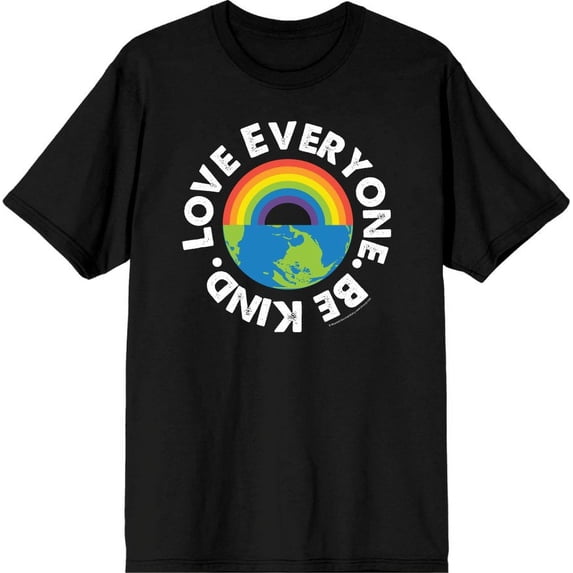 Pride Love Everyone Be Kind Men's Black Crew Neck Short Sleeve Tee-Large
