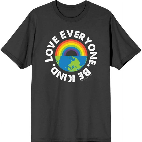 Pride Love Everyone Be Kind Men's Charcoal Crew Neck Short Sleeve Tee-Medium
