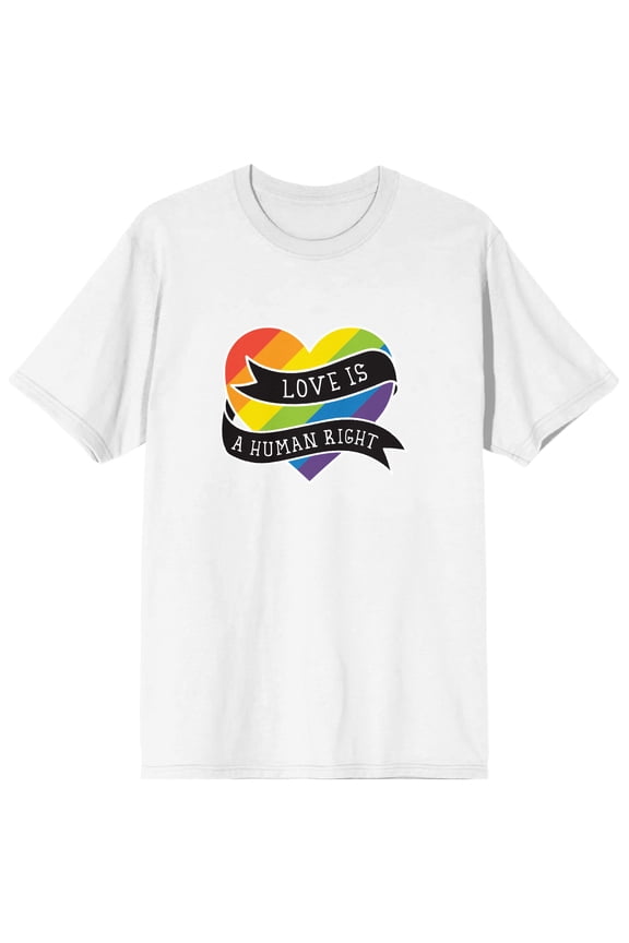 Pride Love Is A Human Right Men's White T-Shirt-Medium