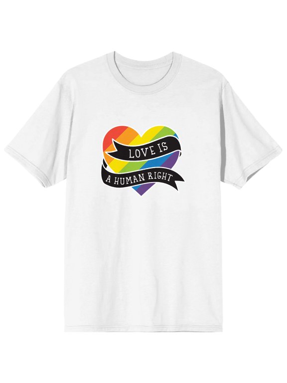 Pride Love Is A Human Right Men's White T-Shirt-Medium
