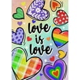 thumbnail image 1 of Pride Love is Love Decorative Garden Flag, Pastel Rainbow Hearts LGBTQ Gay Lesbian Yard Outside Decorations, LGBT Bisexual Pansexual Burlap Outdoor Small Home Decor Double Sided 12.5 x 18, 1 of 6
