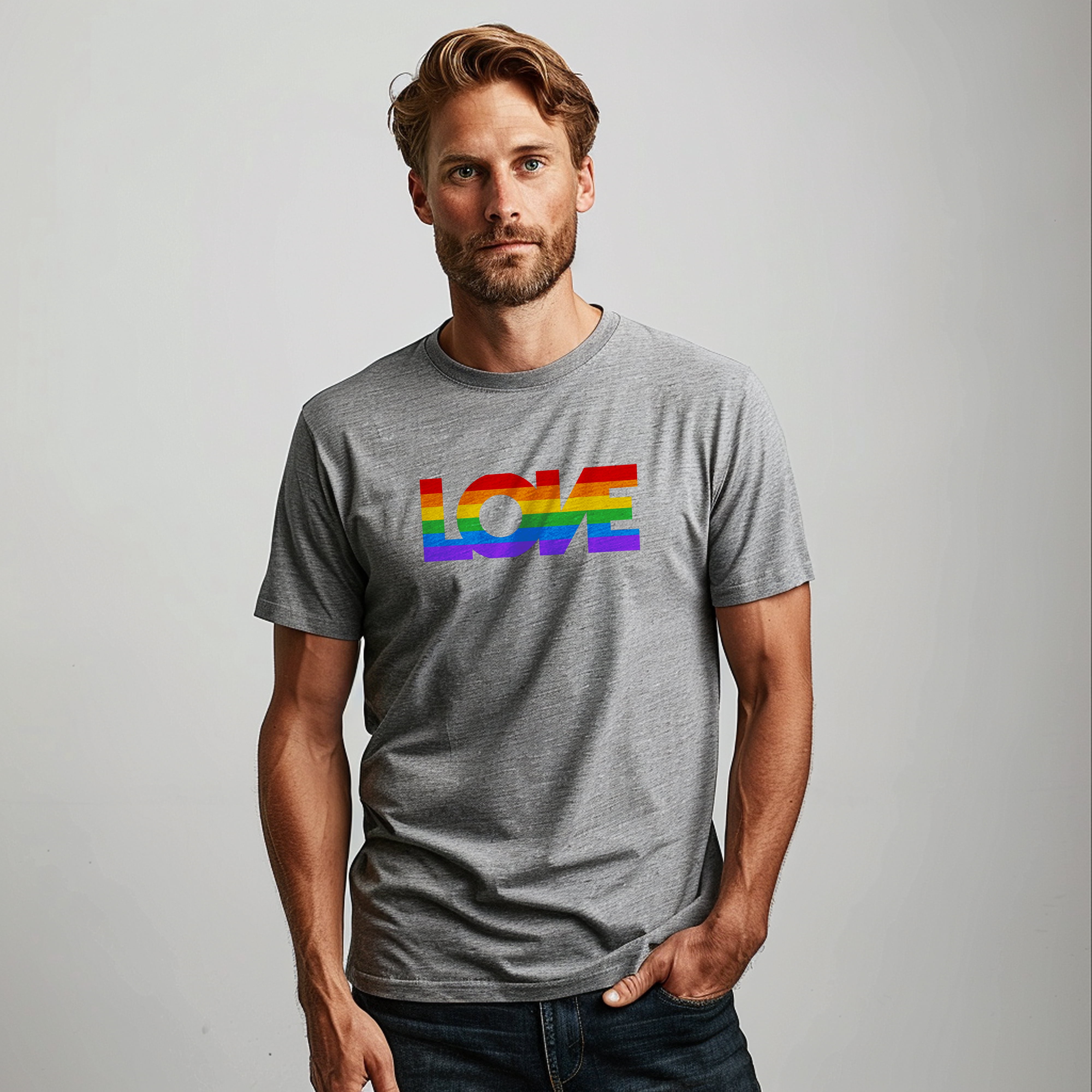 Pride Love Rainbow Text Graphic Tee Shirt, Men's Sizes XS-5XL