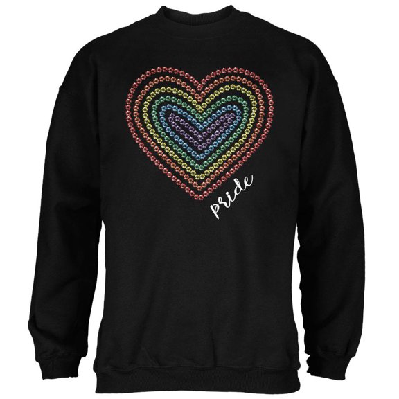 Pride Love Rainbow Gemstone Heart Mens Sweatshirt Black SM