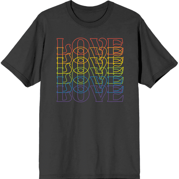 Pride "Love" Rainbow Gradient Adult Charcoal Crew Neck Short Sleeve Tee-XL