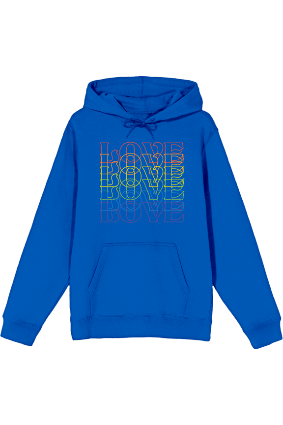 Pride "Love" Rainbow Gradient Adult Olive Long Sleeve Hoodie-Large