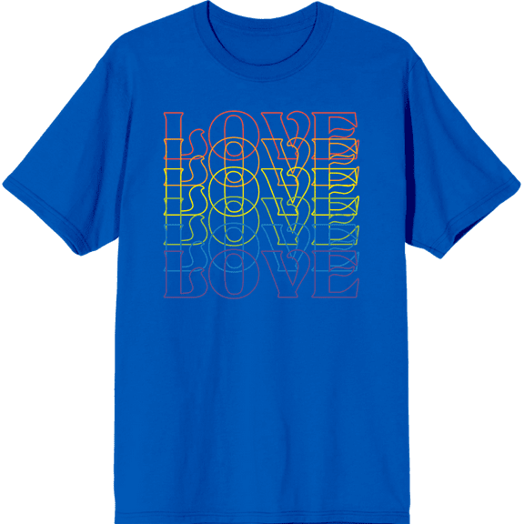 Pride "Love" Rainbow Gradient Adult Royal Blue Crew Neck Short Sleeve Tee-3XL