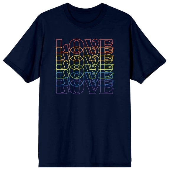 Pride Love Repeated Men's Navy T-Shirt-Small