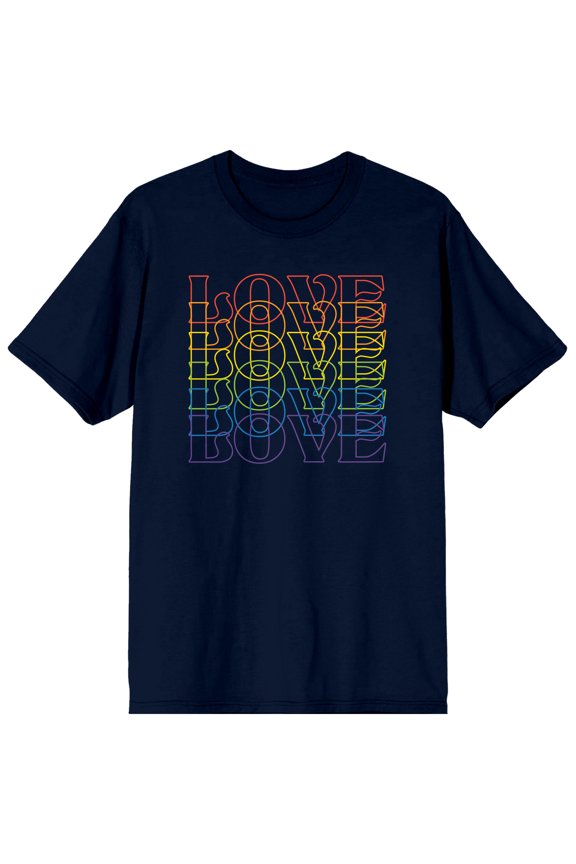 Pride Love Repeated Men's Navy T-Shirt-XXL