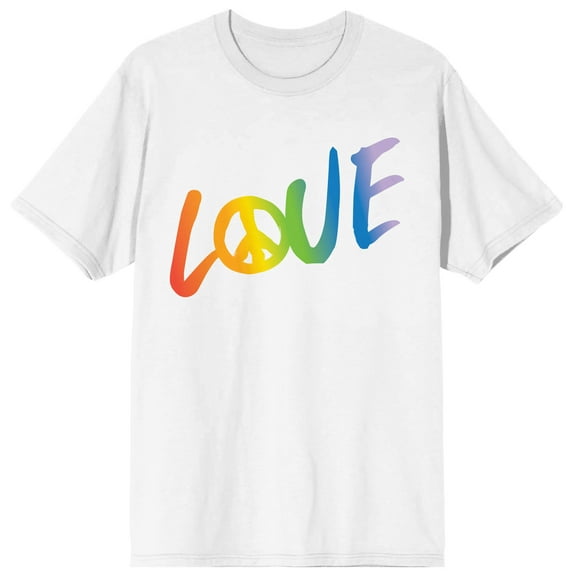 Pride Love With Peace Sign Men's White T-Shirt-Large