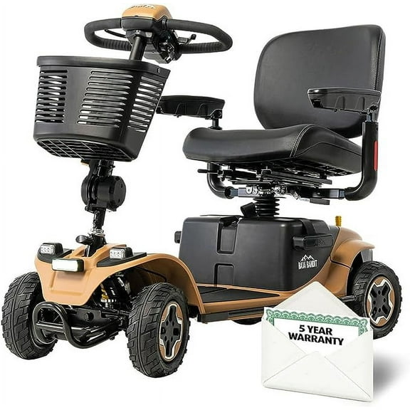 Pride Mobility Baja Bandit Outdoor Mobility Scooter with Extended Warr (20 AH Battery - 18" x 17" Seat, Tan)