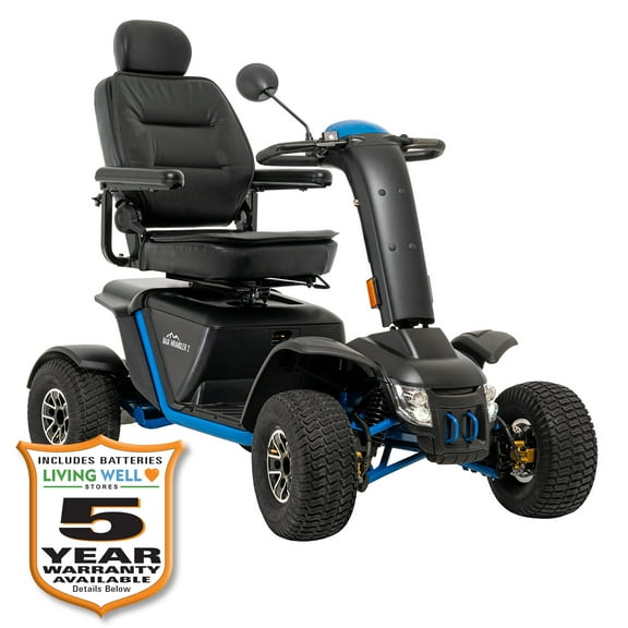 Pride Mobility Baja Wrangler 2 Outdoor Mobility Scooter, Blue, 18 x 18 x 20 Seat, with 5-Year Extended Warranty
