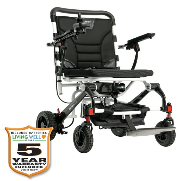 Pride Mobility Jazzy Carbon Travel Lite Power Chair, White, With Available 5-Year Extended Warranty